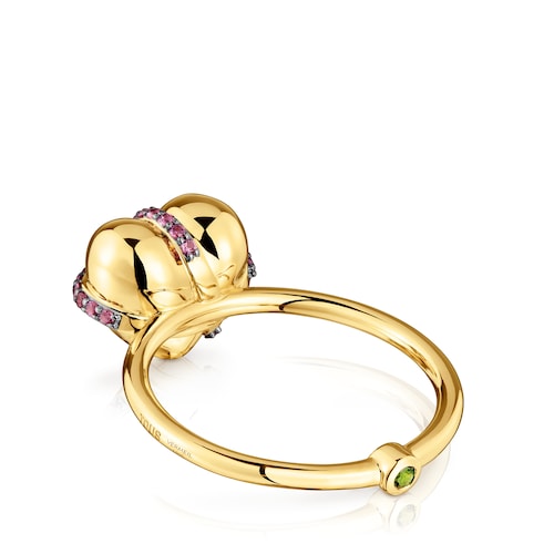 Medium 18kt gold-plated silver heart Ring with rhodolite Lligat