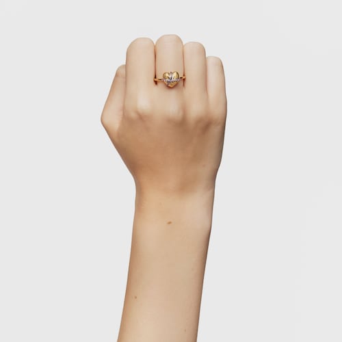 Medium 18kt gold-plated silver heart Ring with rhodolite Lligat