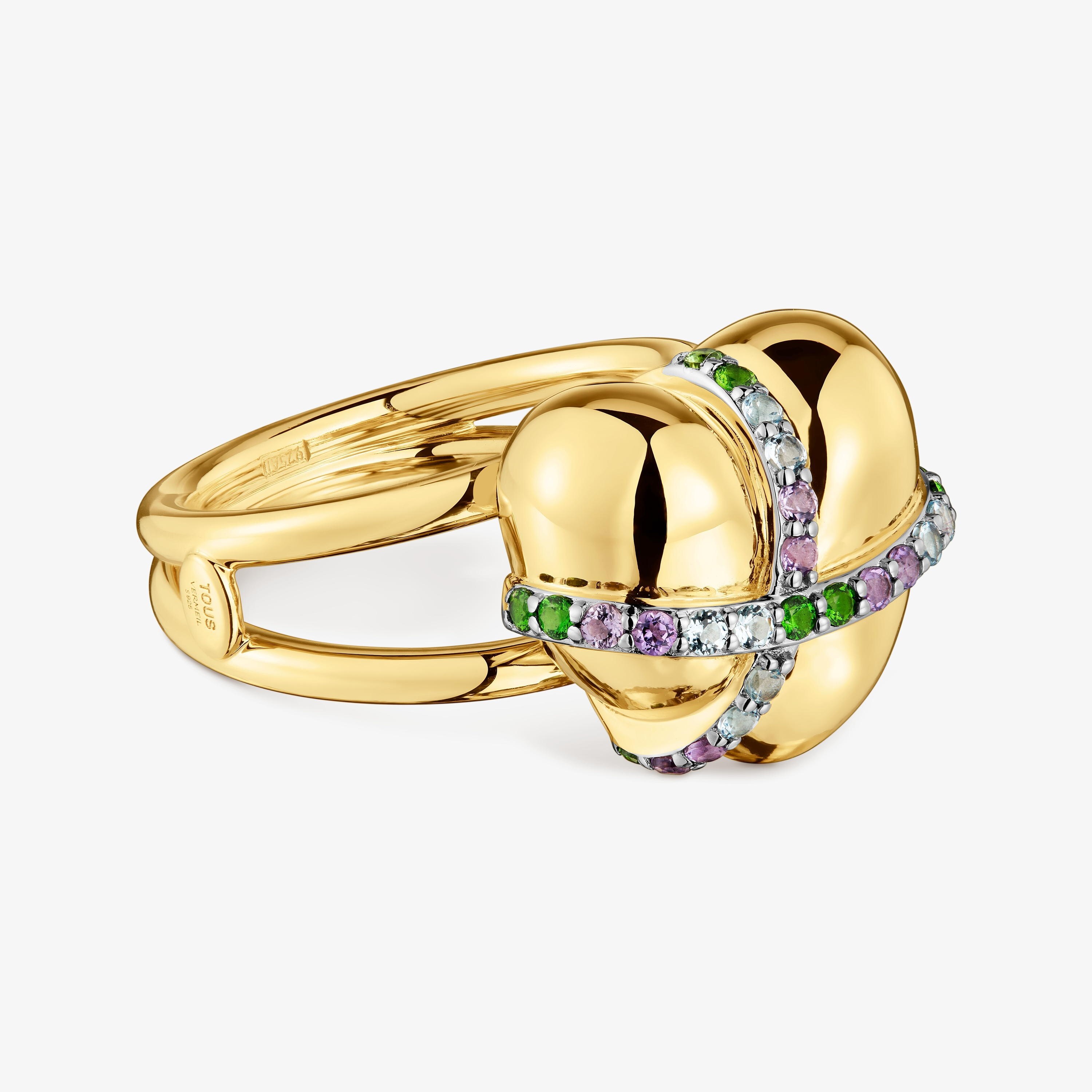 Medium 18K gold vermeil heart Ring with gemstones Lligat