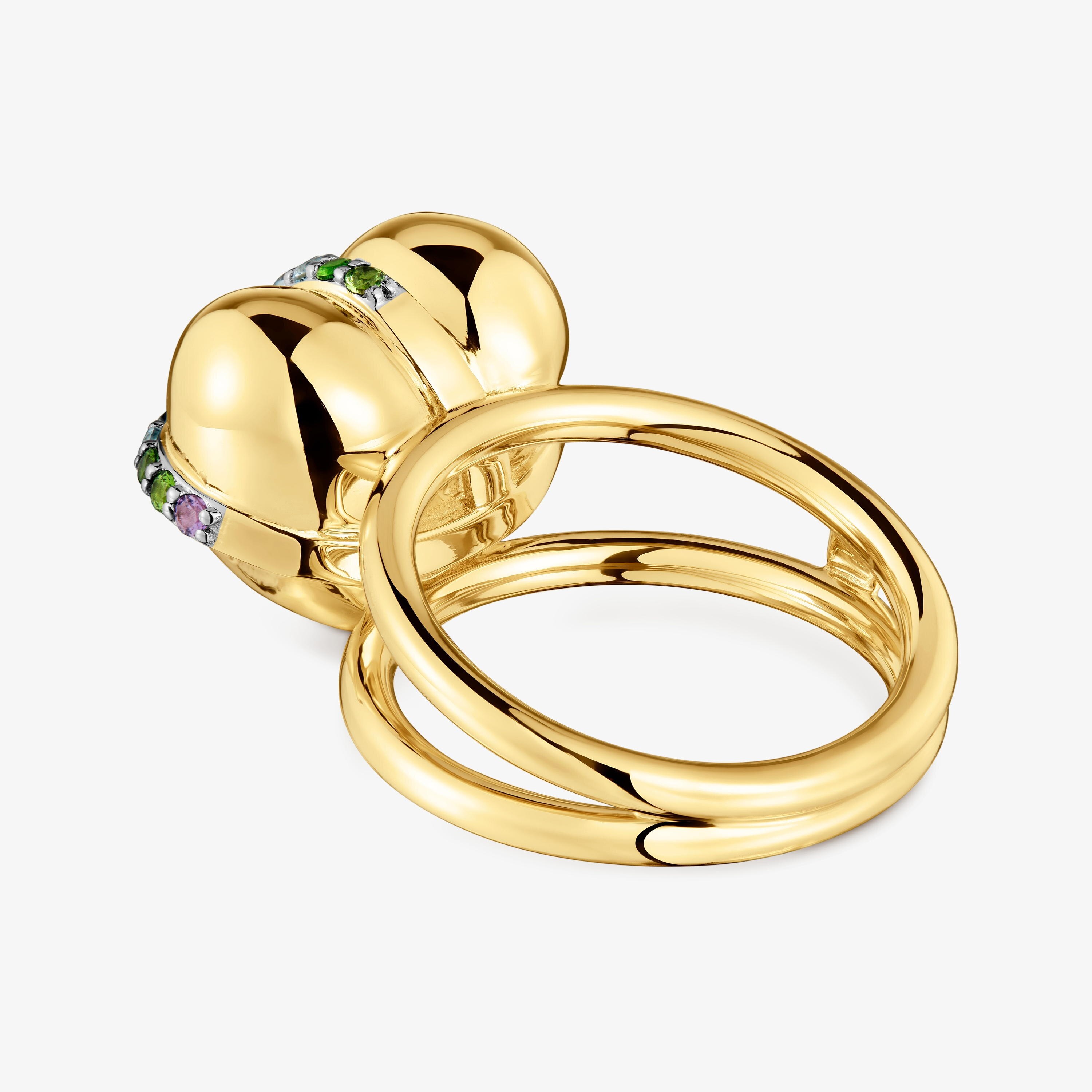 Medium 18K gold vermeil heart Ring with gemstones Lligat