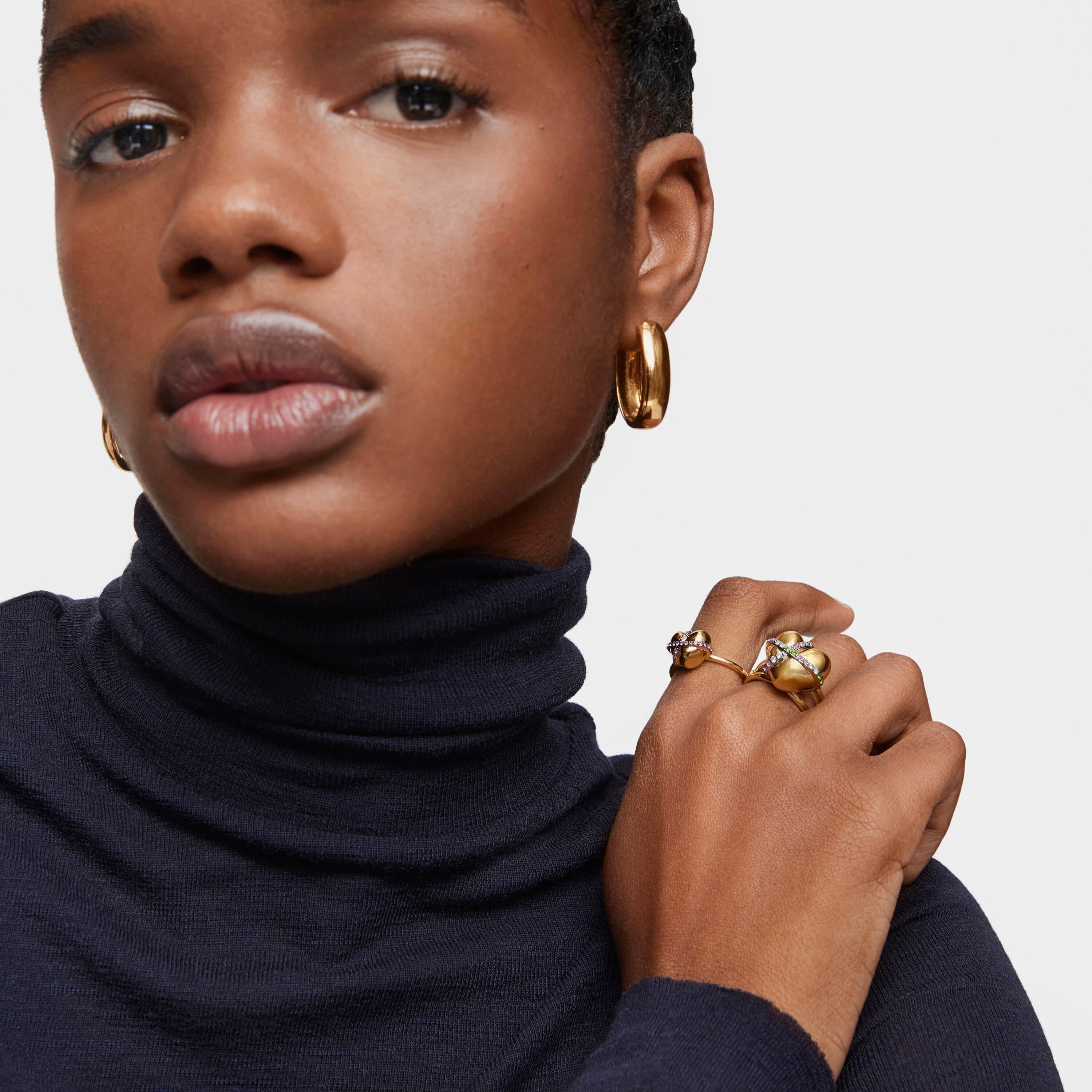 Medium 18K gold vermeil heart Ring with gemstones Lligat
