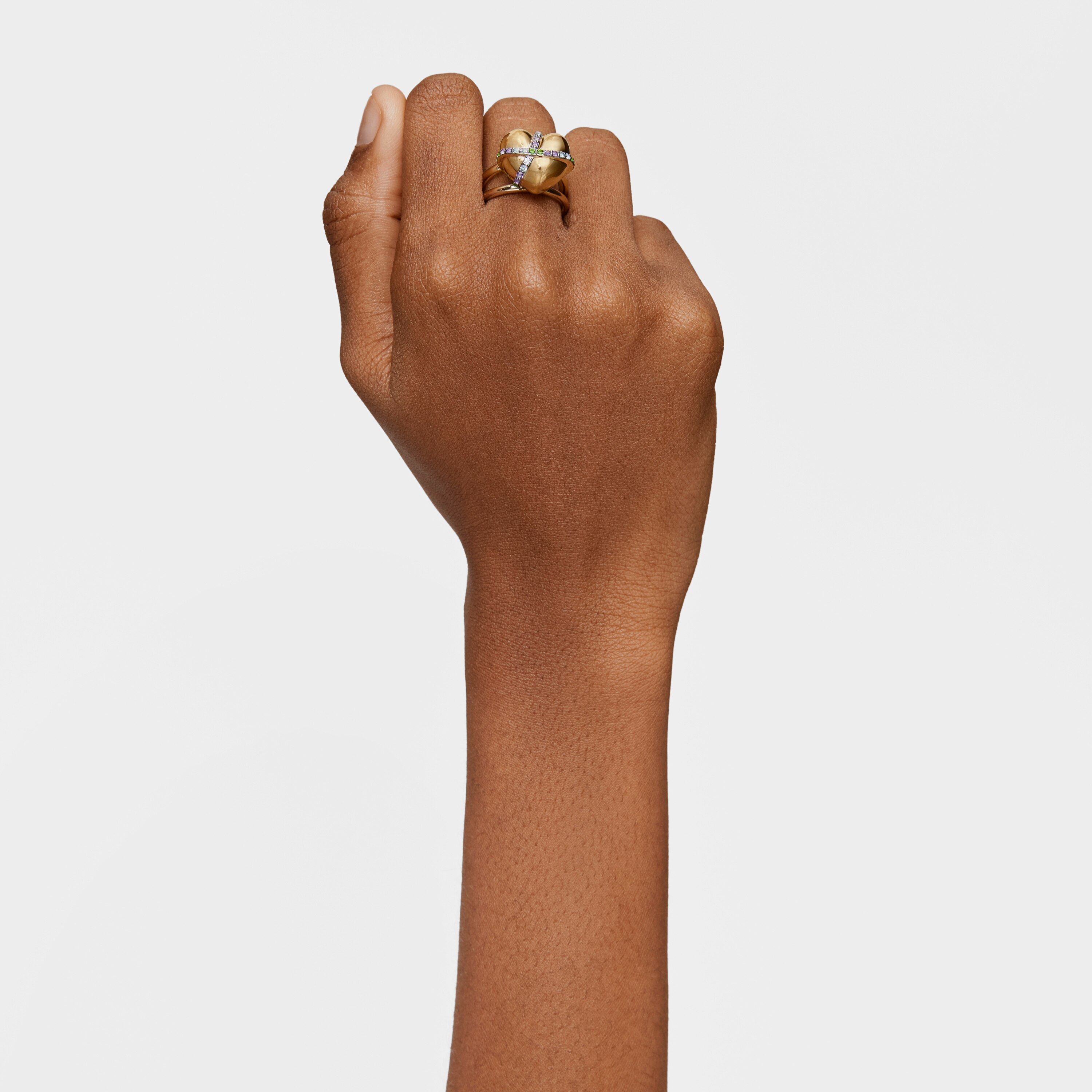 Medium 18K gold vermeil heart Ring with gemstones Lligat