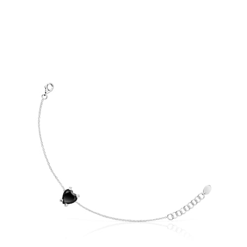 Pulsera corazón de plata y ónix Color Pills