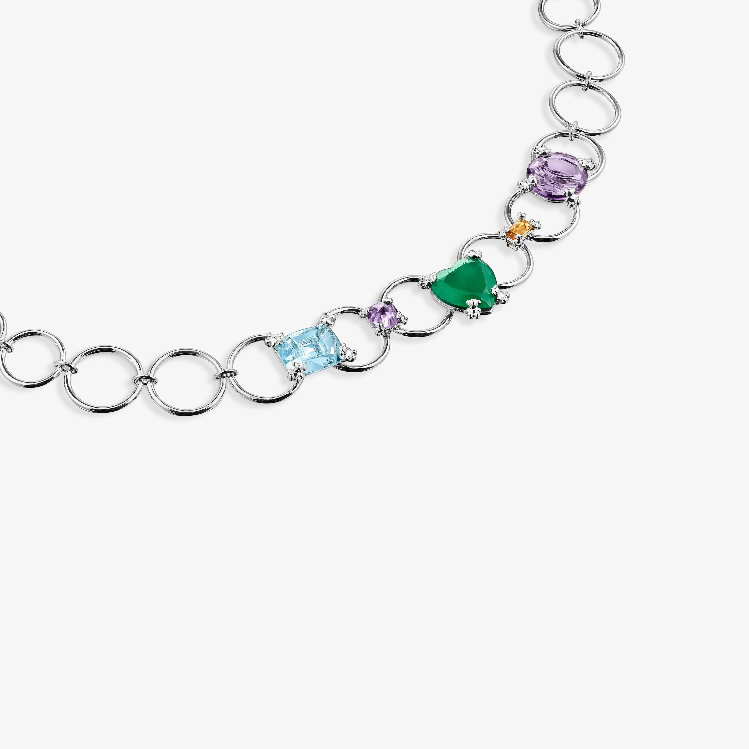 Silver Color Pills Ring necklace with gemstones