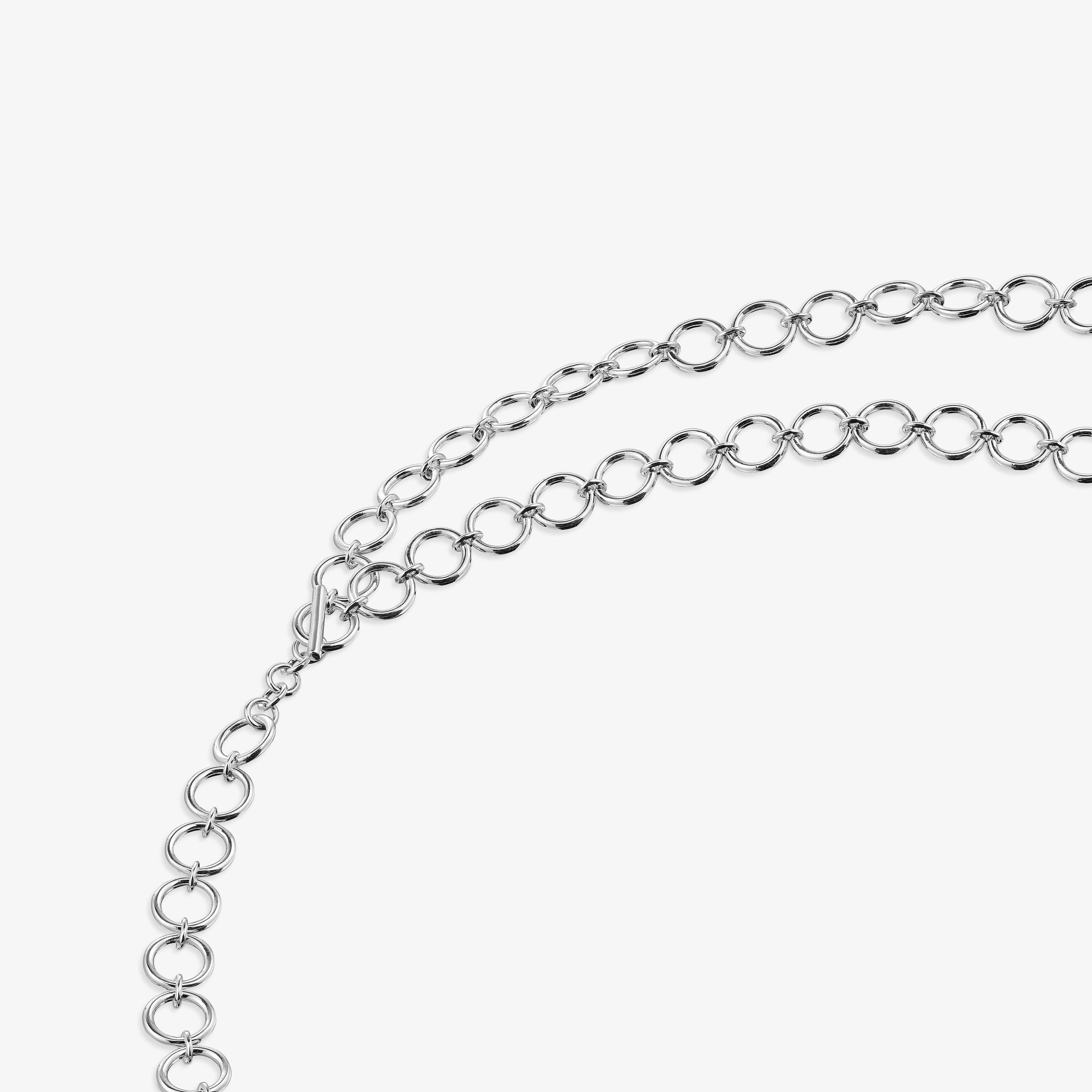 Silver Color Pills Ring necklace with gemstones