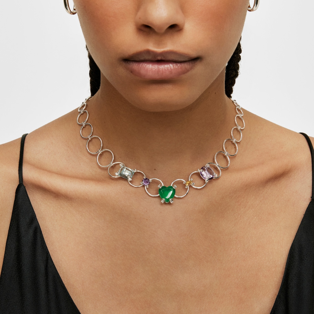 Collar con anillas de plata y gemas Color Pills Collar con anillas de plata y gemas Color Pills