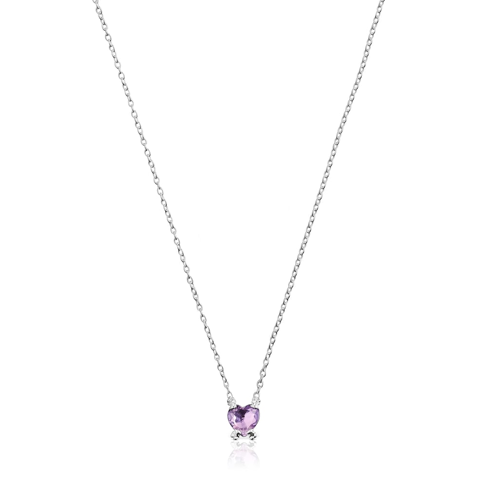 Collar corazón de plata y amatista Color Pills Collar corazón de plata y amatista Color Pills