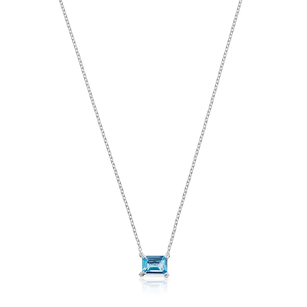 Silver Color Pills Necklace with topaz