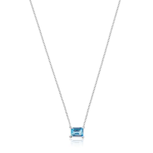 Silver Color Pills Necklace with topaz