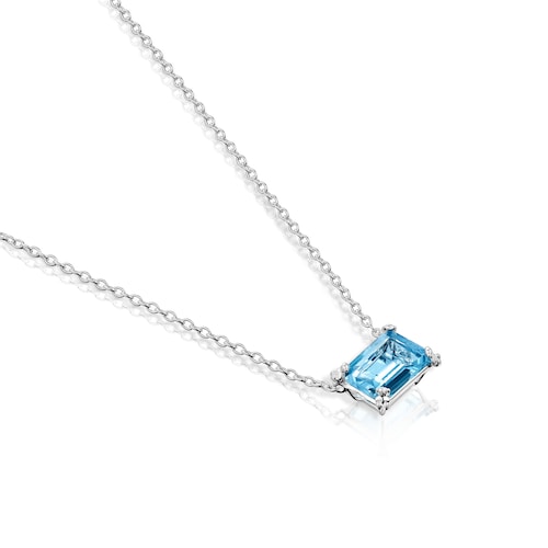 Silver Color Pills Necklace with topaz