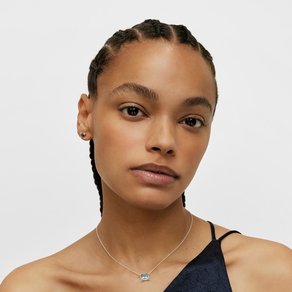 Silver Color Pills Necklace with topaz
