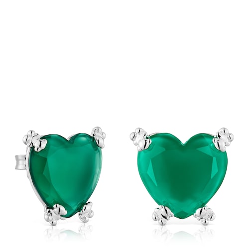 Pendientes corazón de plata y calcedonia tratada Color Pills