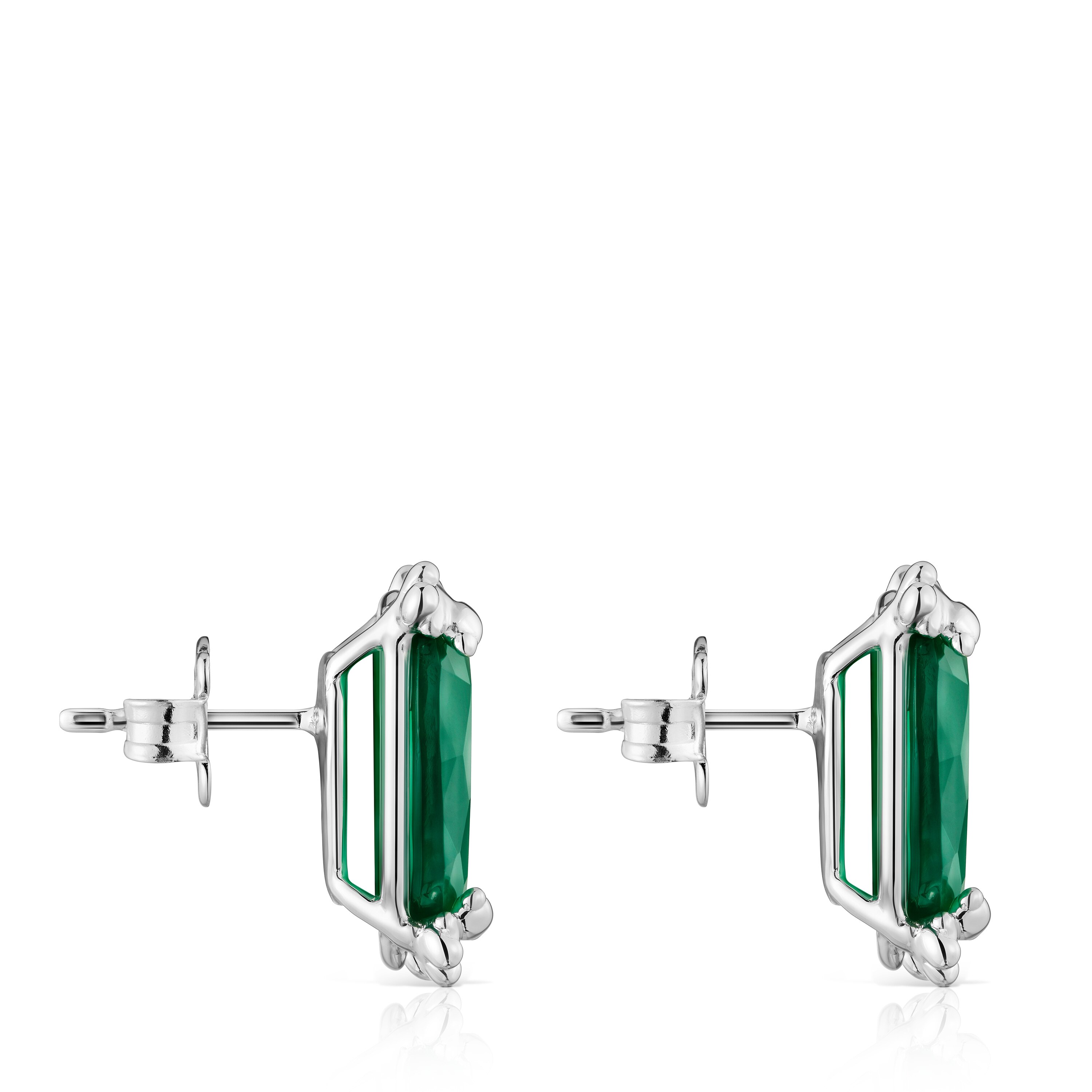 Silver Color Pills Heart earrings with treated chalcedony