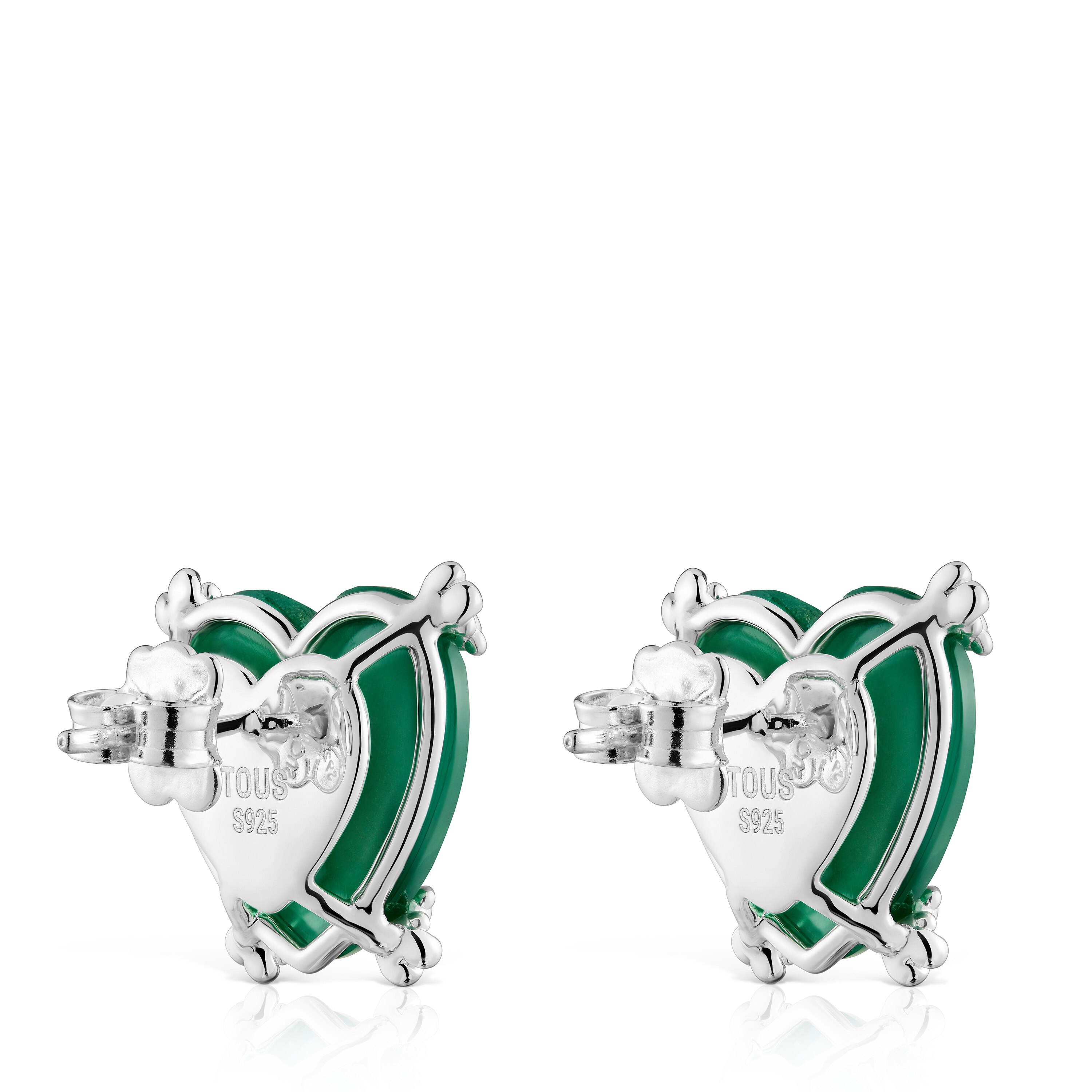 Silver Color Pills Heart earrings with treated chalcedony