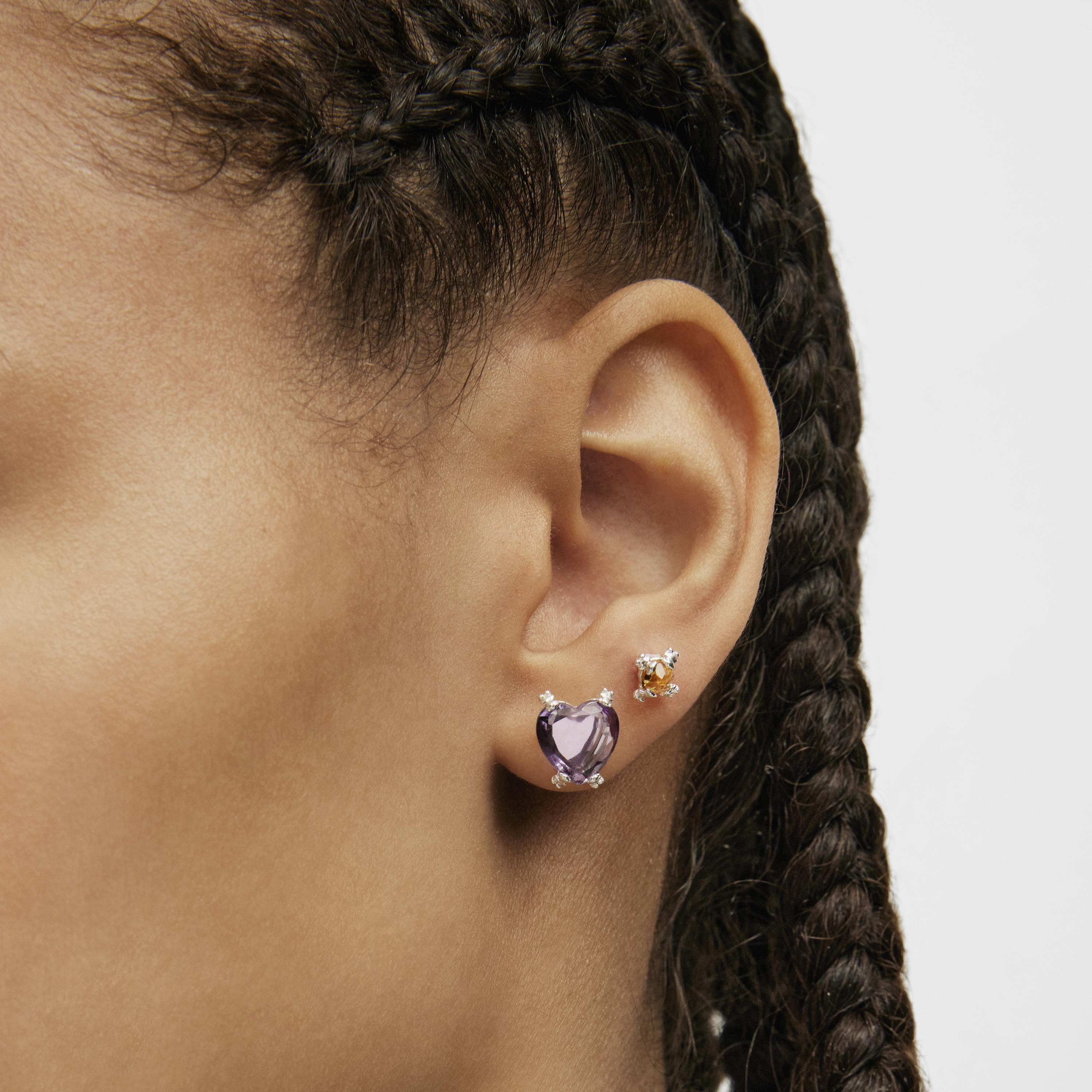 Set of two silver Color Pills Earrings with gemstones