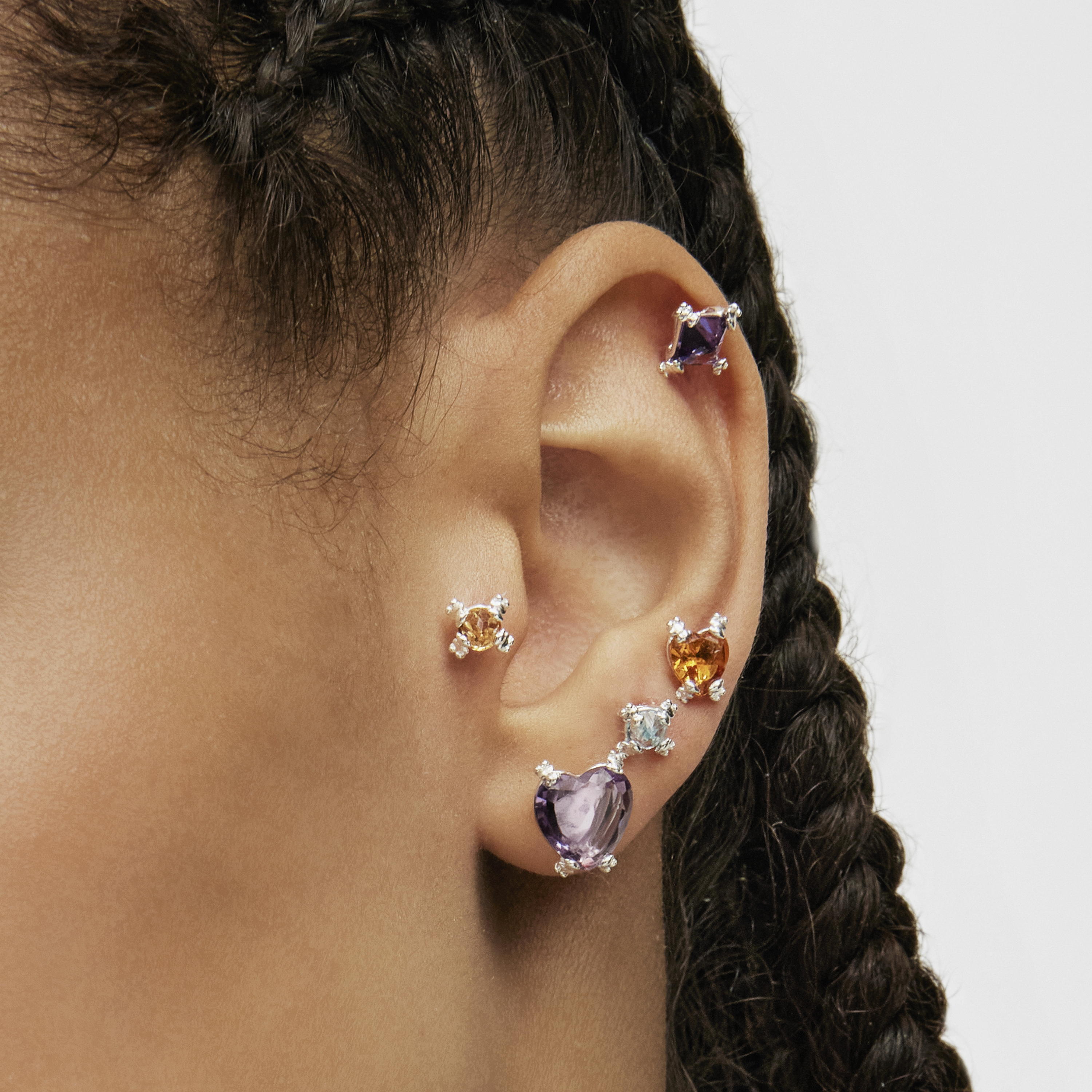 Set of two silver Color Pills Earrings with gemstones