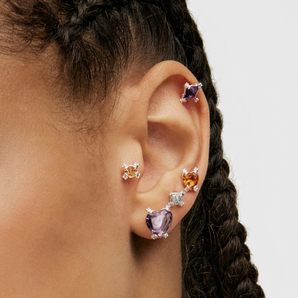 Pack de dos pendientes de plata y gemas Color Pills