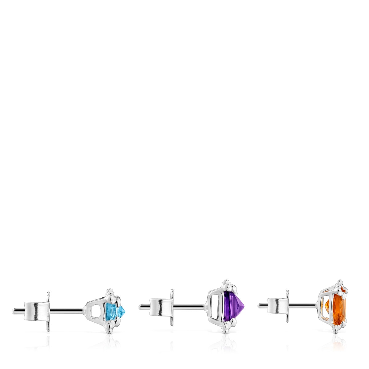 Pack de tres pendientes de plata y gemas Color Pills