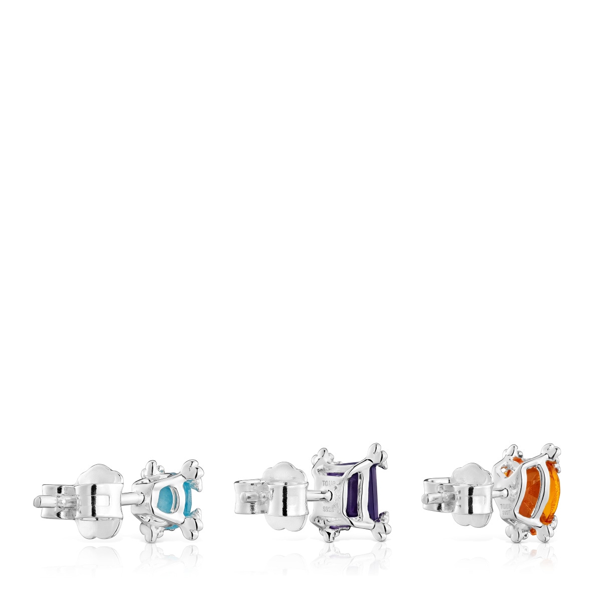 Pack de tres pendientes de plata y gemas Color Pills