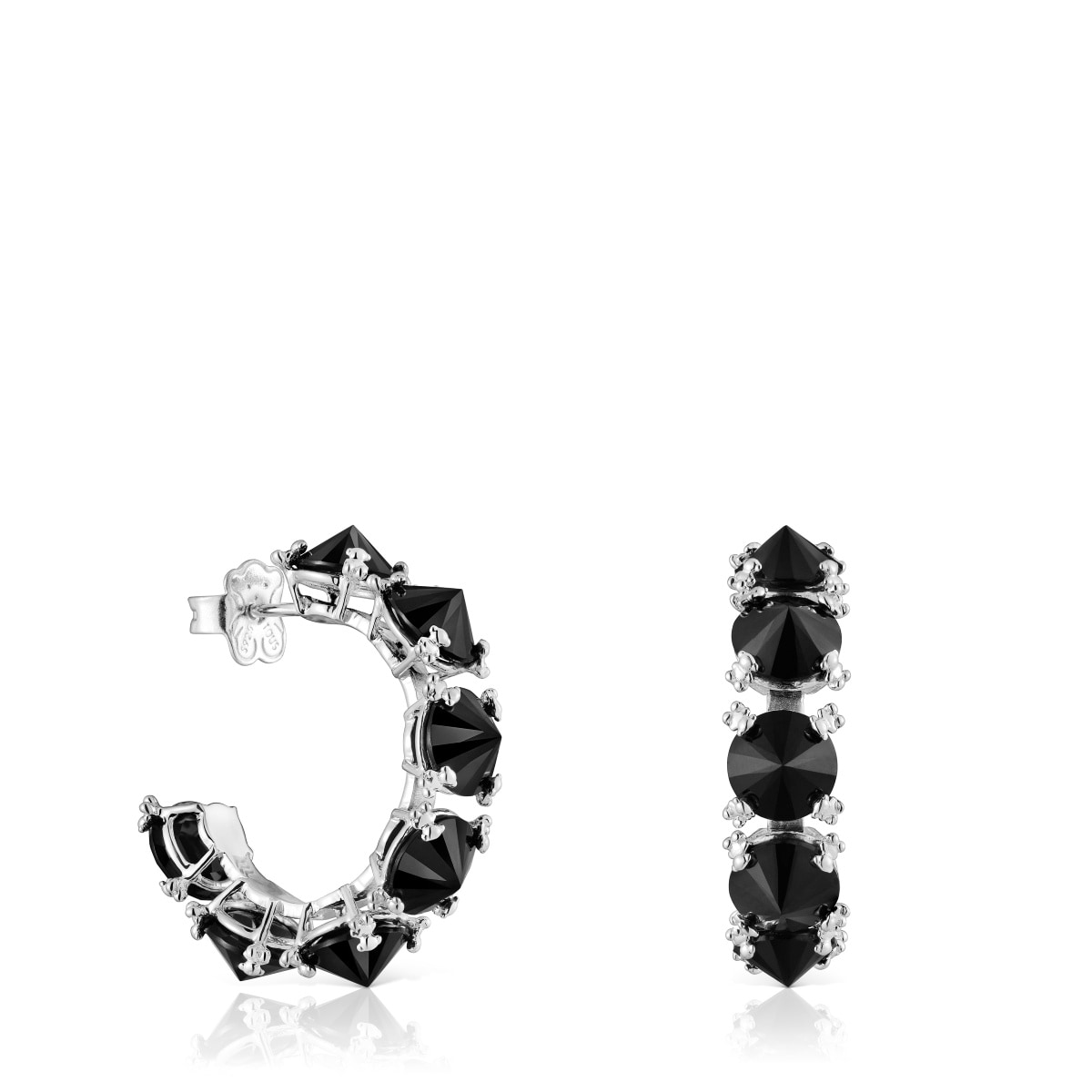 Pendientes aro grandes de plata y ónix Color Pills