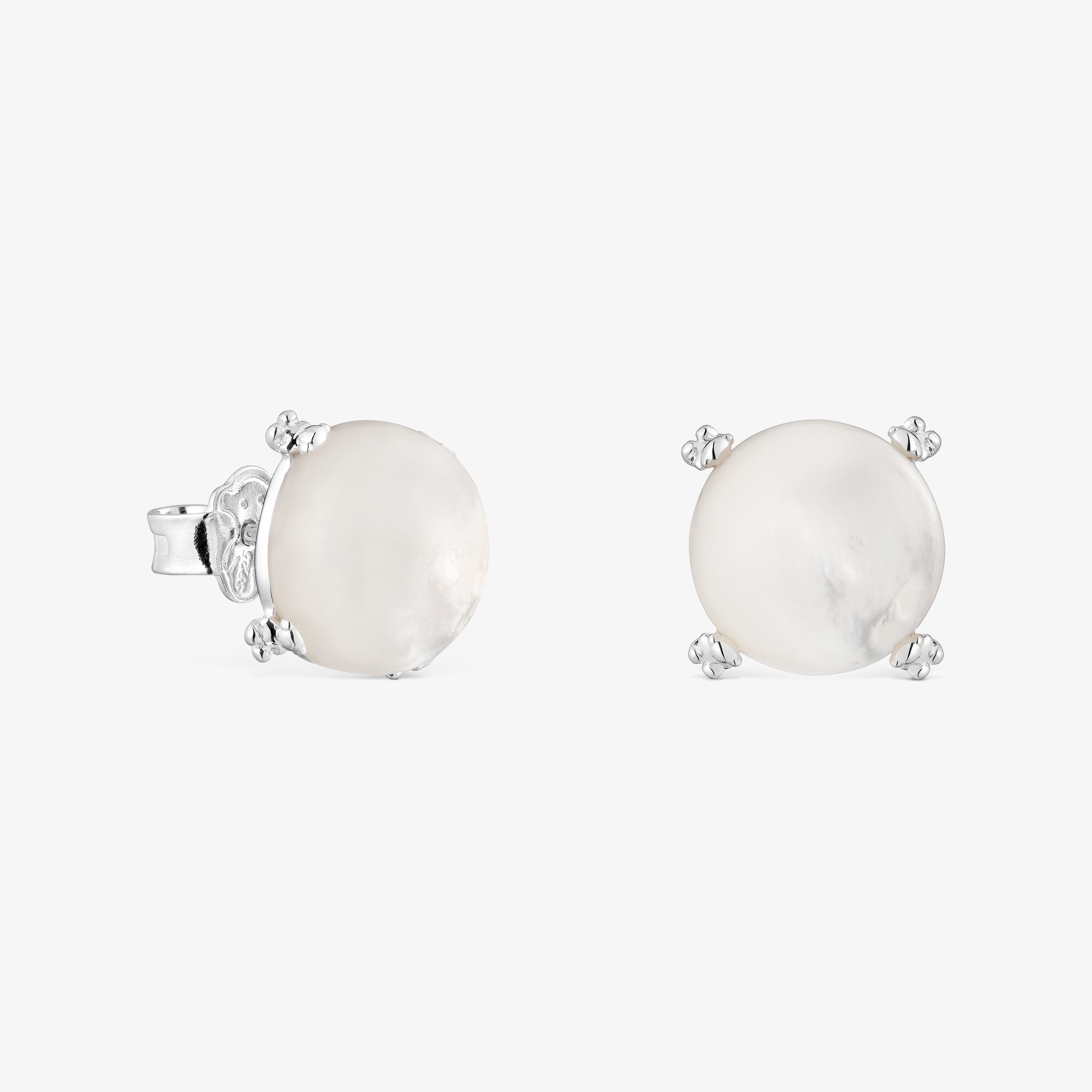 Silver Color Pills Earrings with mother-of-pearl
