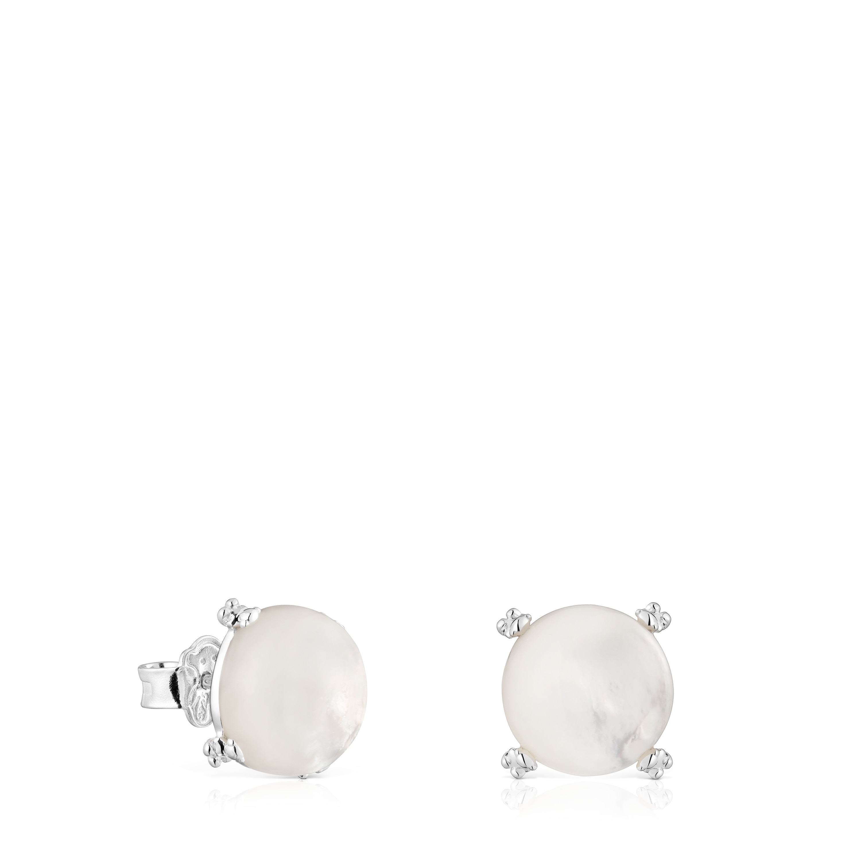 Silver Color Pills Earrings with mother-of-pearl