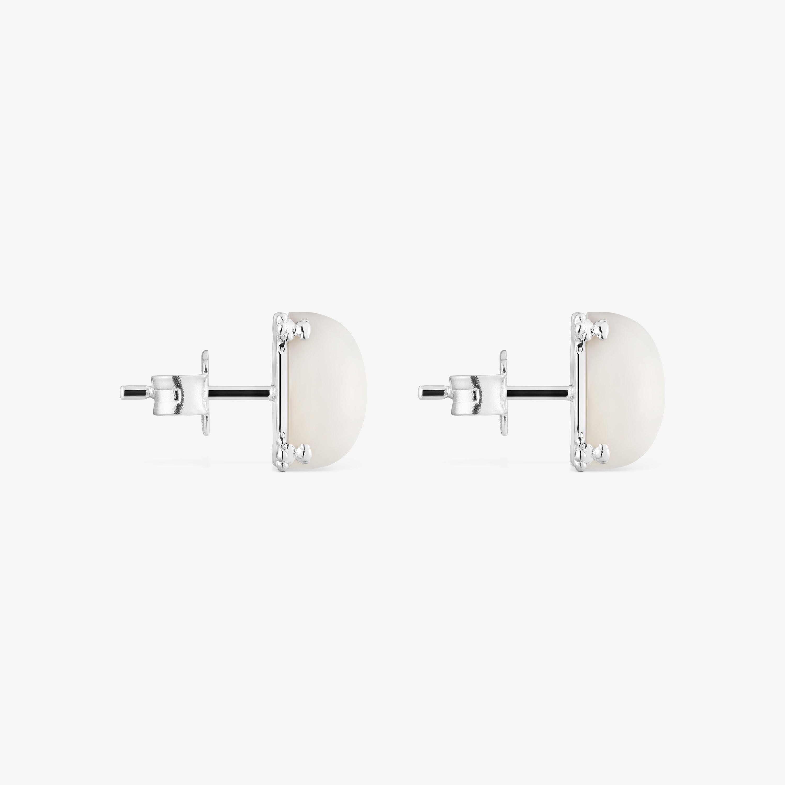 Silver Color Pills Earrings with mother-of-pearl