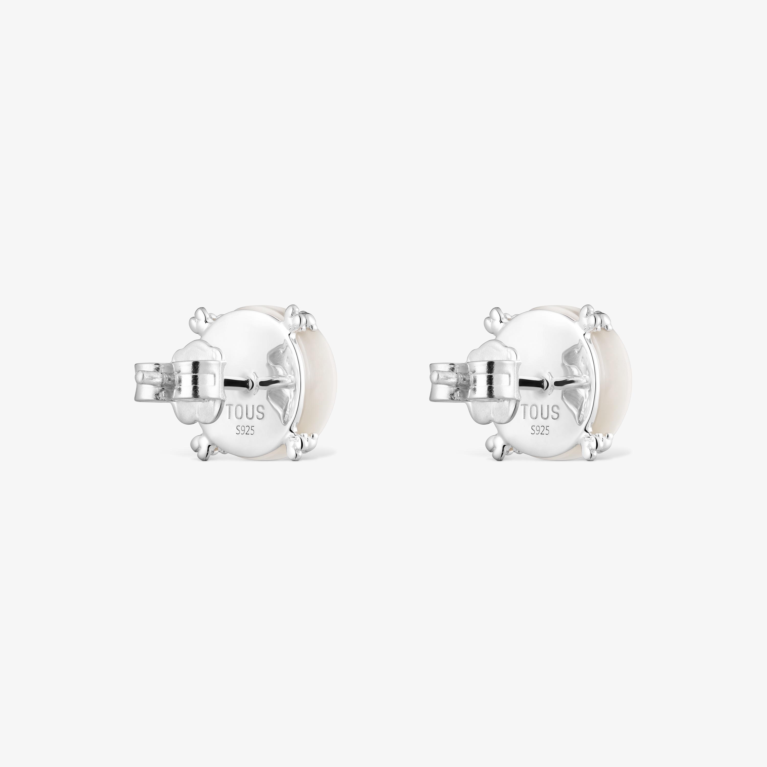 Silver Color Pills Earrings with mother-of-pearl