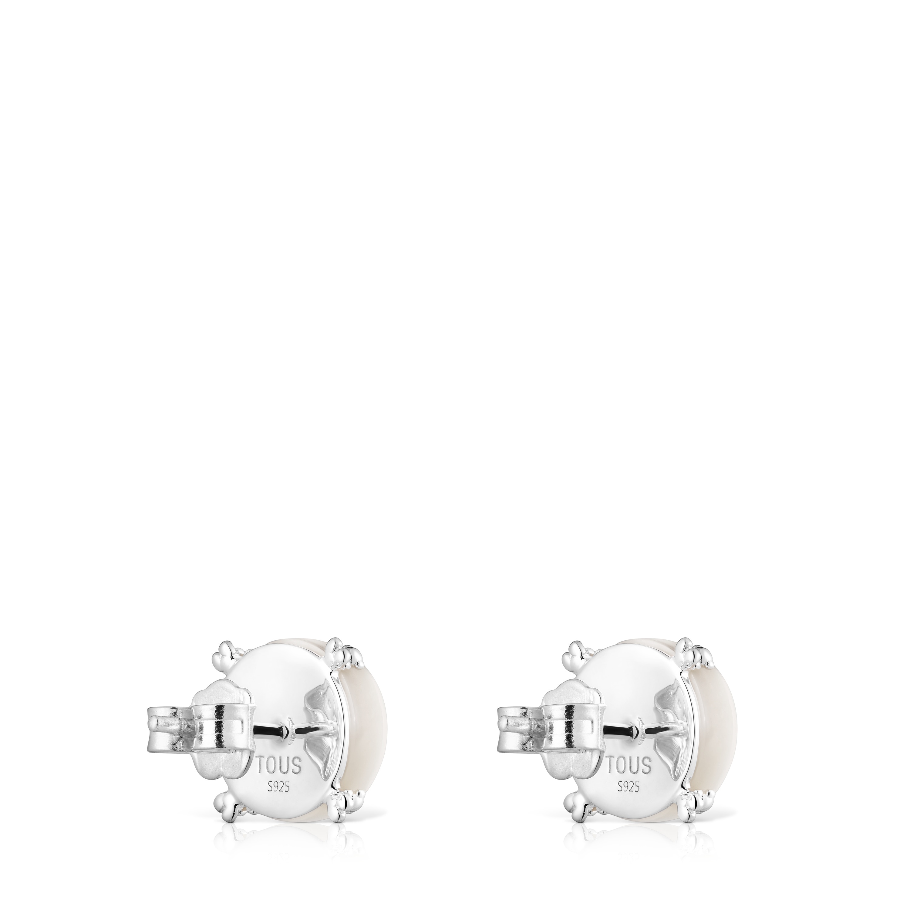 Silver Color Pills Earrings with mother-of-pearl