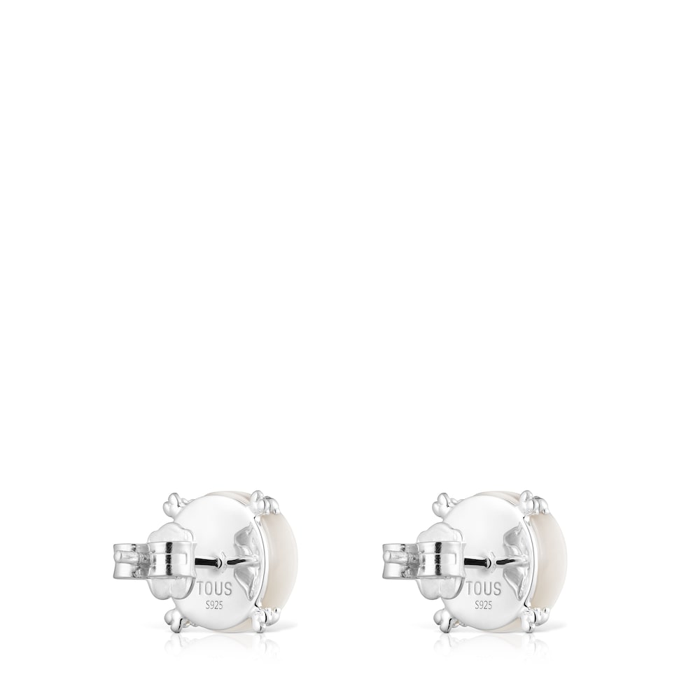 Silver Color Pills Earrings with mother-of-pearl
