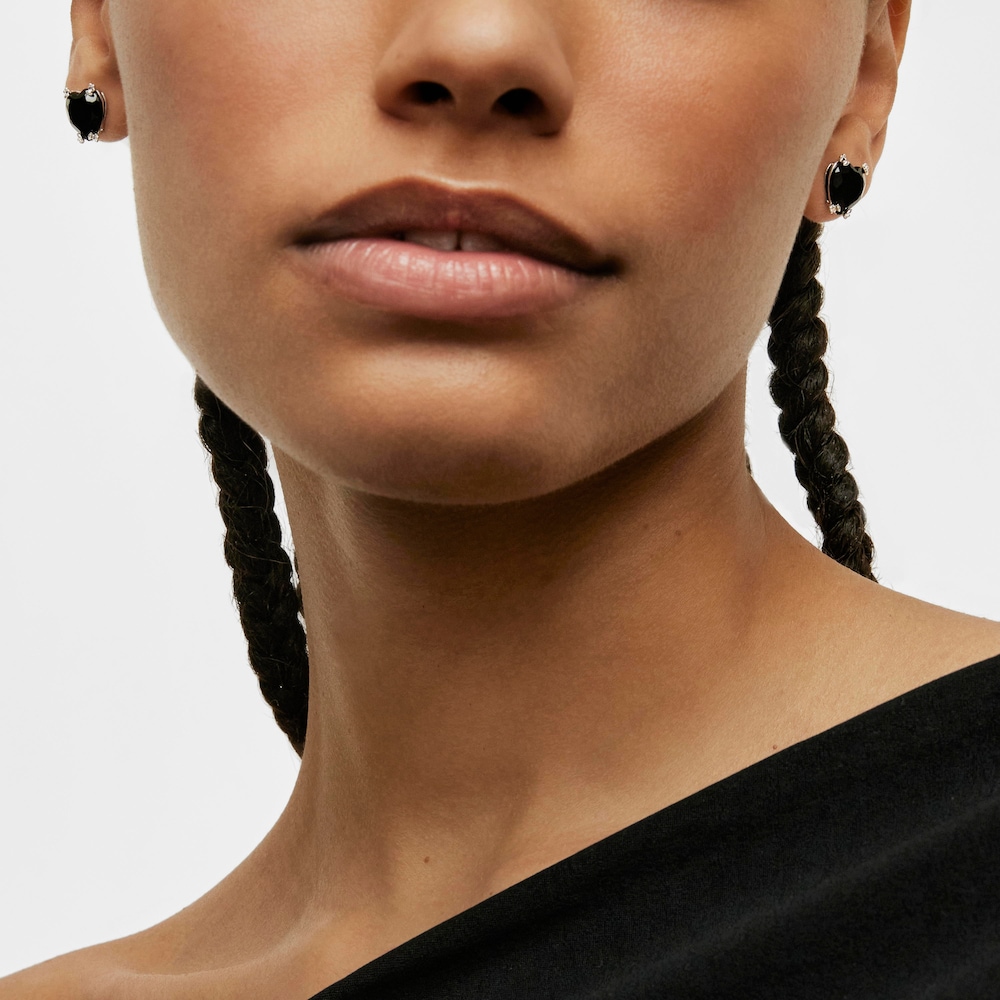 Orecchini a cuore in argento e onice Color Pills