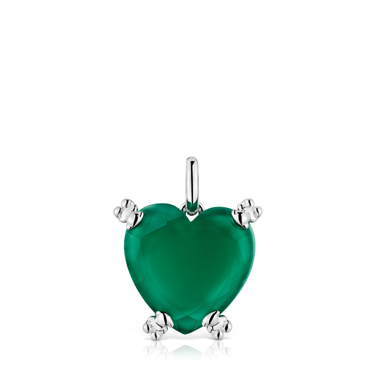 Silver Color Pills Heart pendant with treated chalcedony