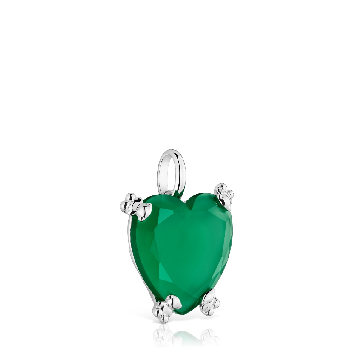 Silver Color Pills Heart pendant with treated chalcedony