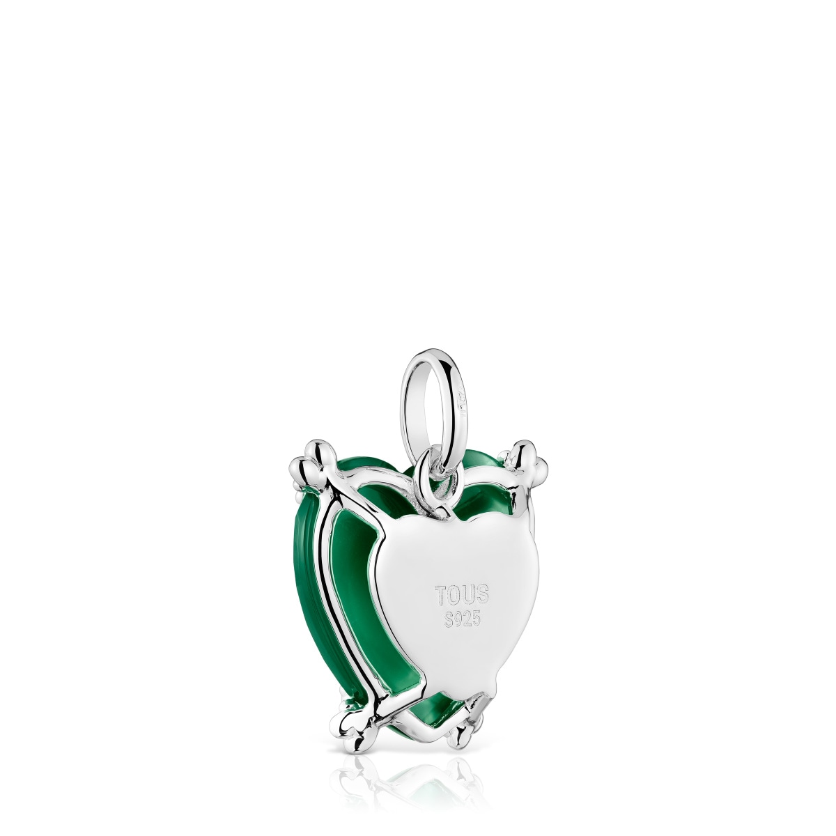 Silver Color Pills Heart pendant with treated chalcedony