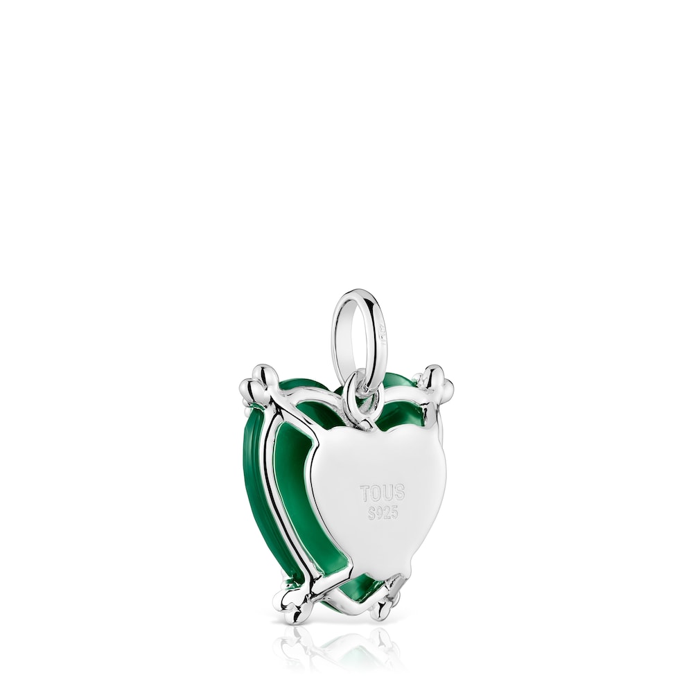 Colgante corazón de plata y calcedonia tratada Color Pills image number 2