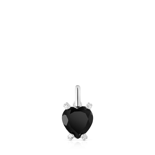 Silver Color Pills Heart pendant with onyx