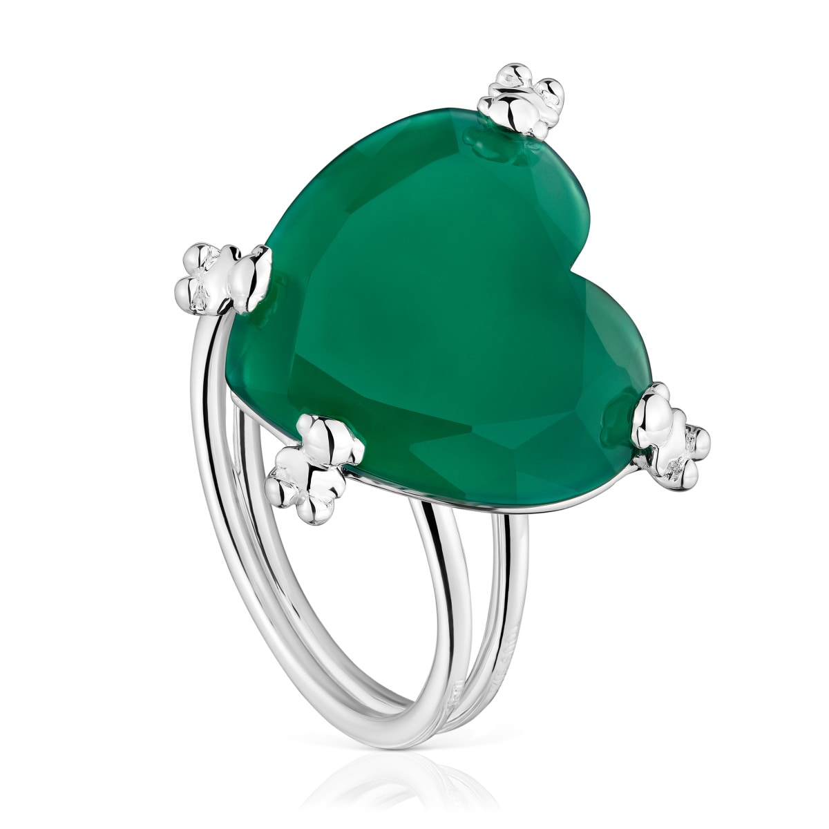 Tous - Anillo Corazón De Plata Y Calcedonia Tratada Color Pills - Plateado