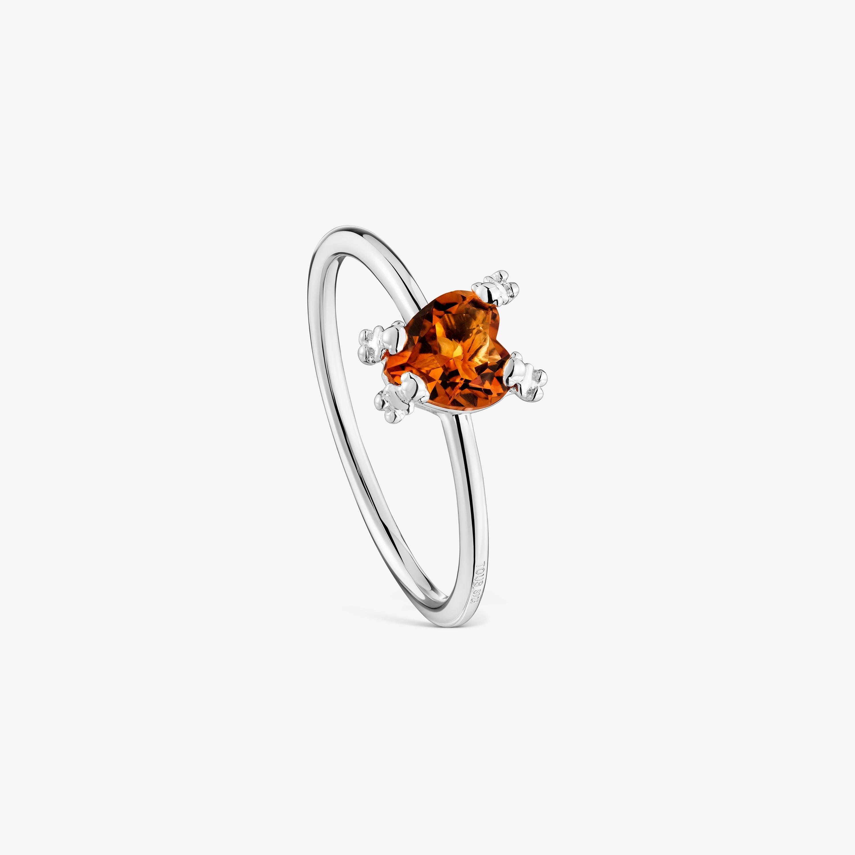 Silver Color Pills Heart ring with citrine
