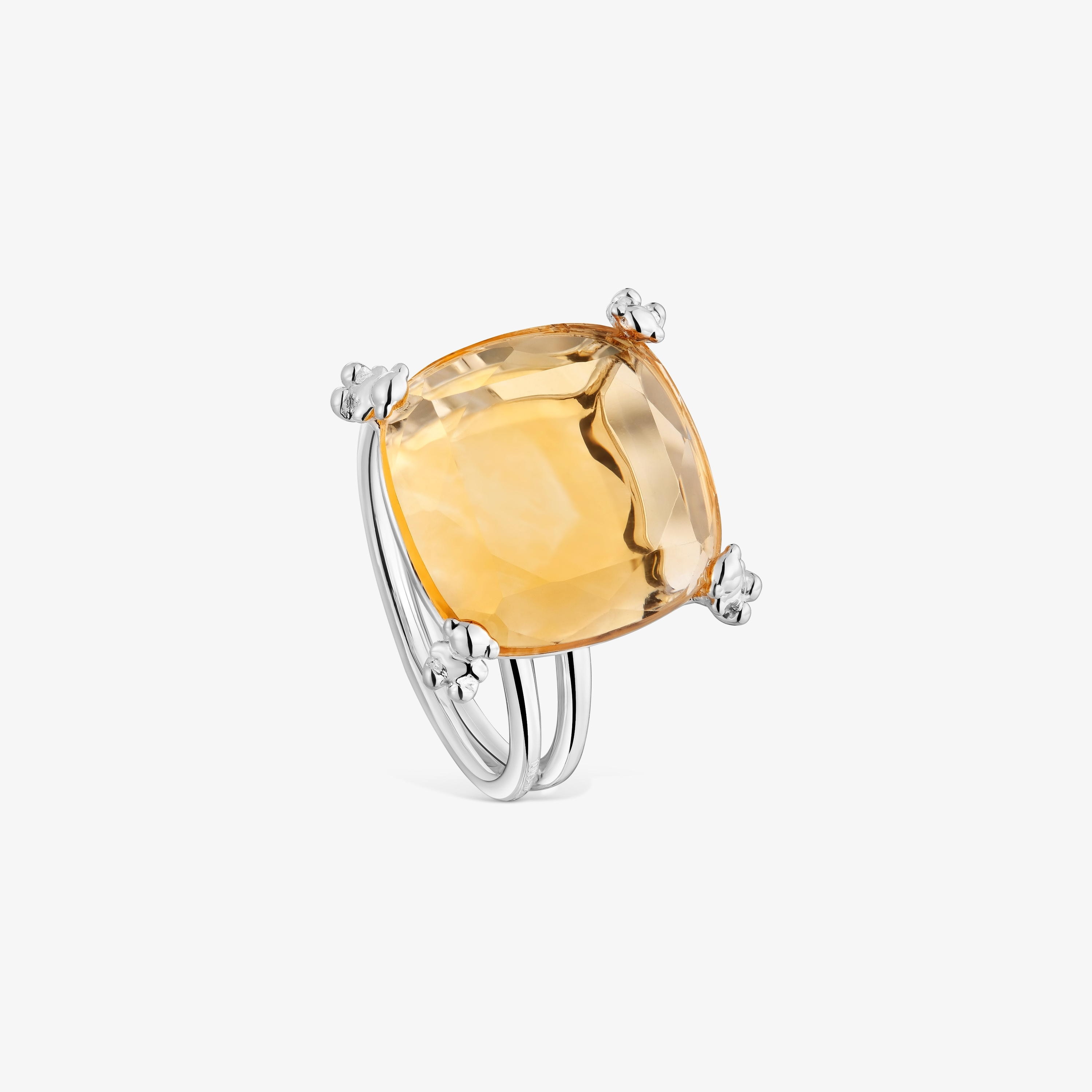 Silver Color Pills Ring with citrine