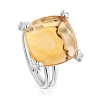 Silver Color Pills Ring with citrine