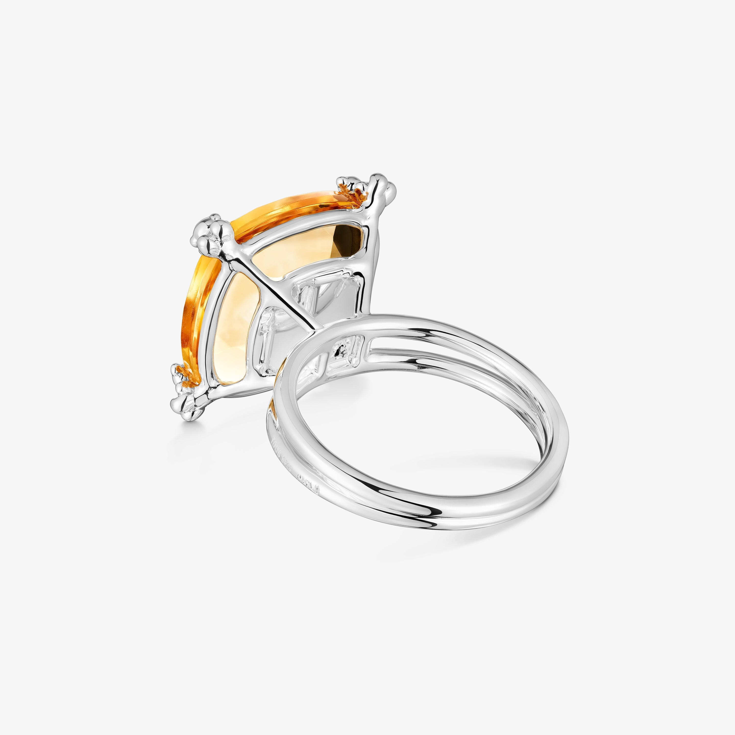 Silver Color Pills Ring with citrine