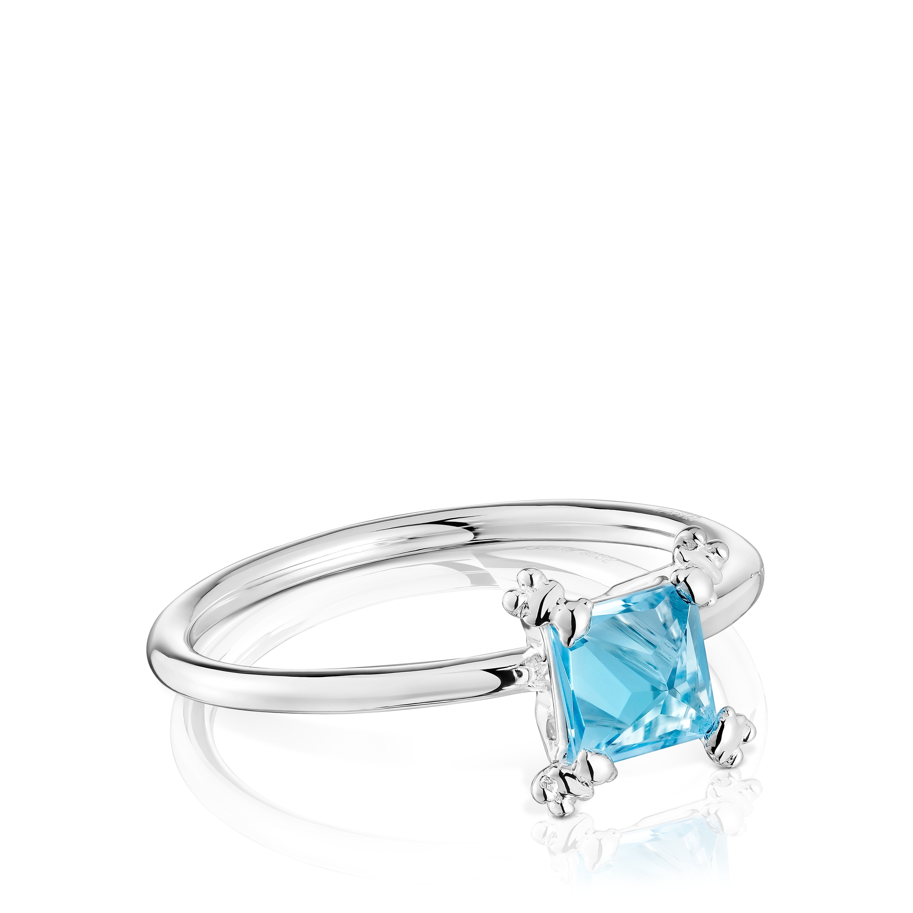 Silver Color Pills Ring with topaz