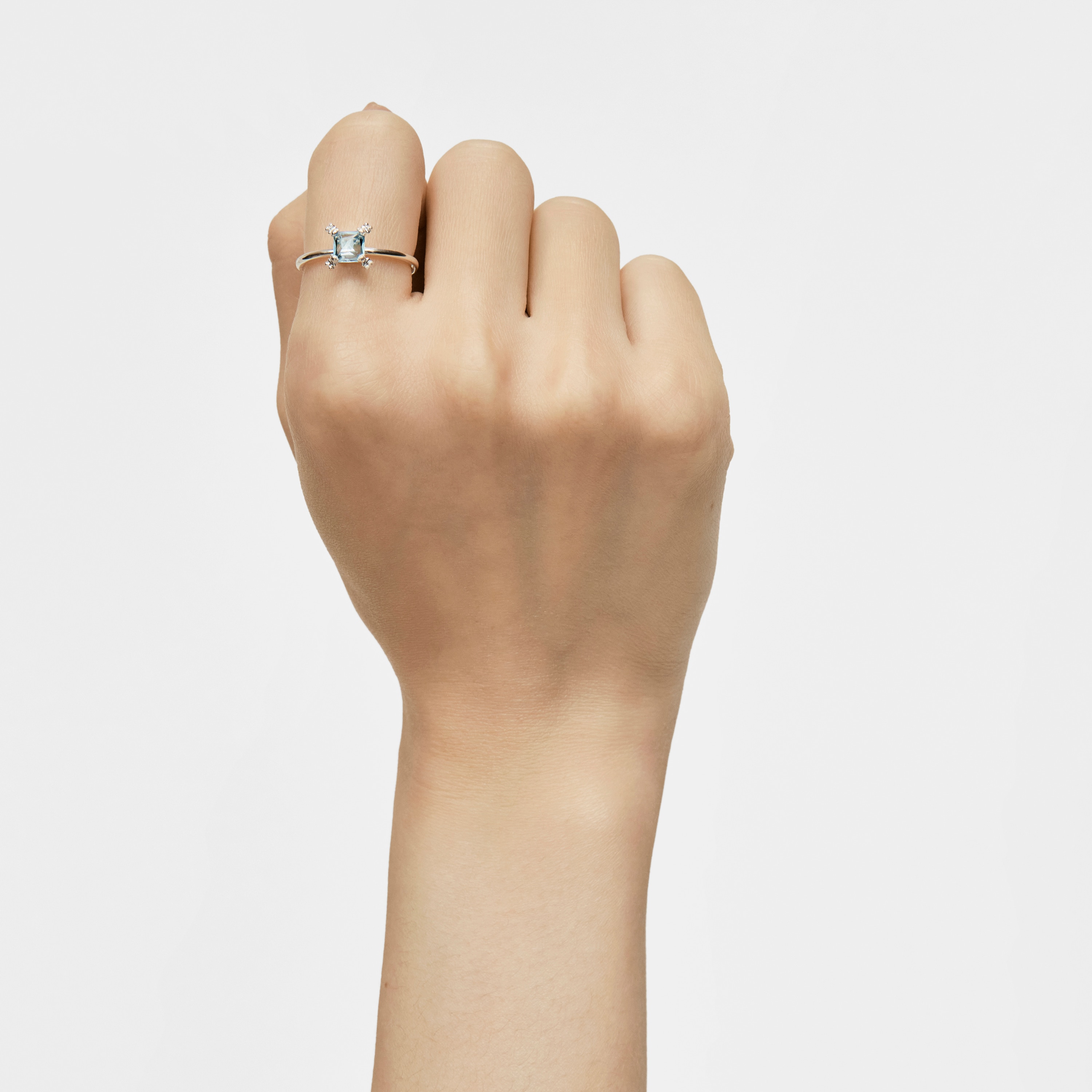 Silver Color Pills Ring with topaz