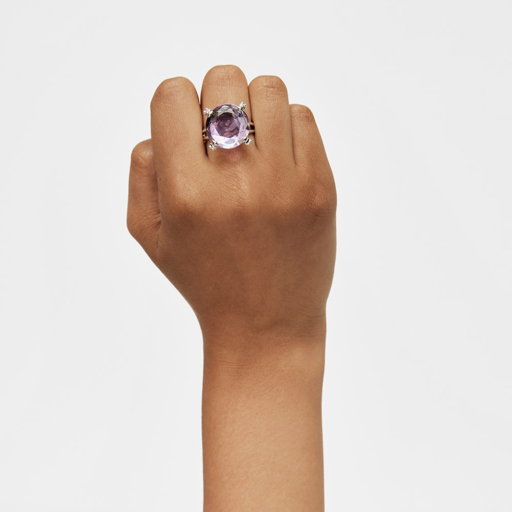 Silver Color Pills Ring with amethyst