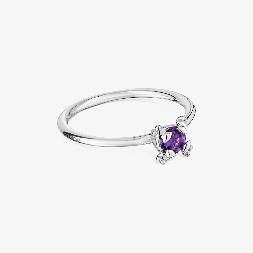 Silver Color Pills Ring with amethyst