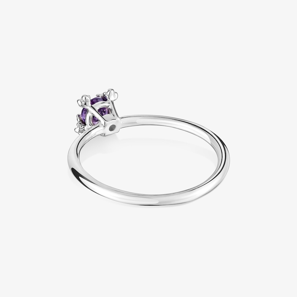Silver Color Pills Ring with amethyst