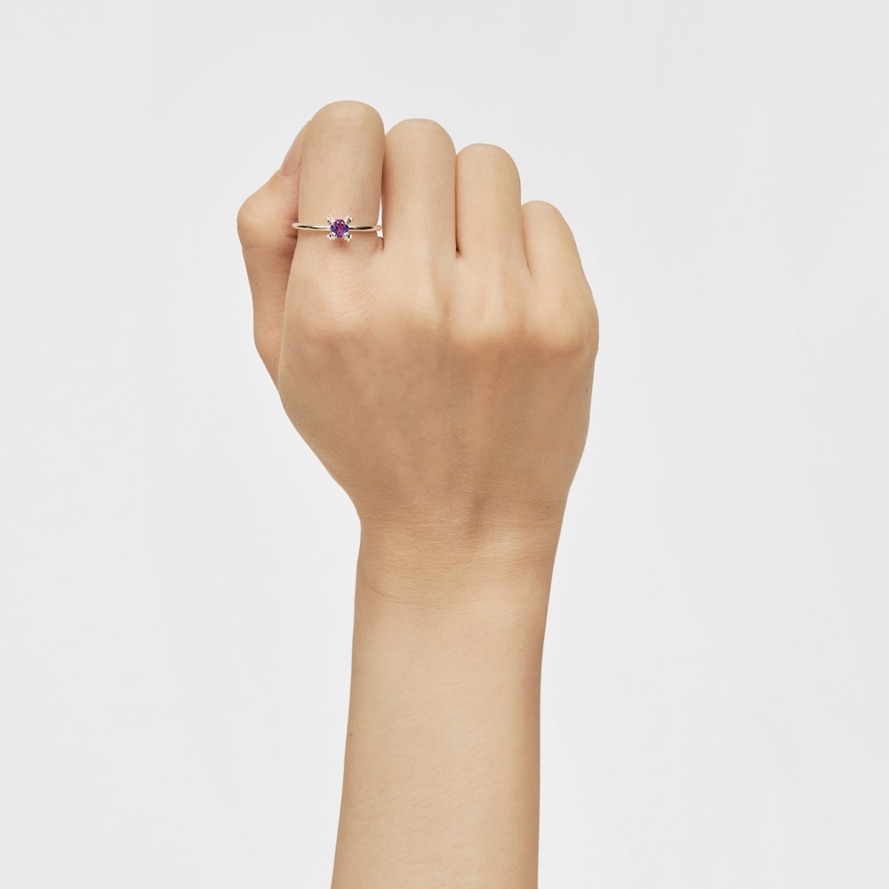 Silver Color Pills Ring with amethyst