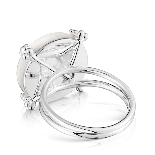 Silver Color Pills Ring with mother-of-pearl