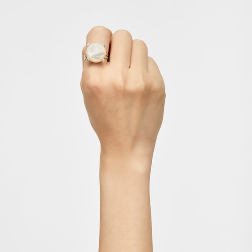 Silver Color Pills Ring with mother-of-pearl