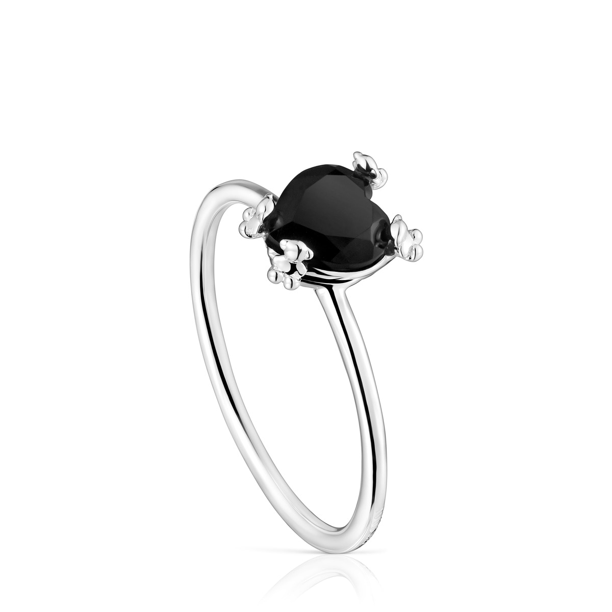 Anillo corazón de plata y ónix Color Pills